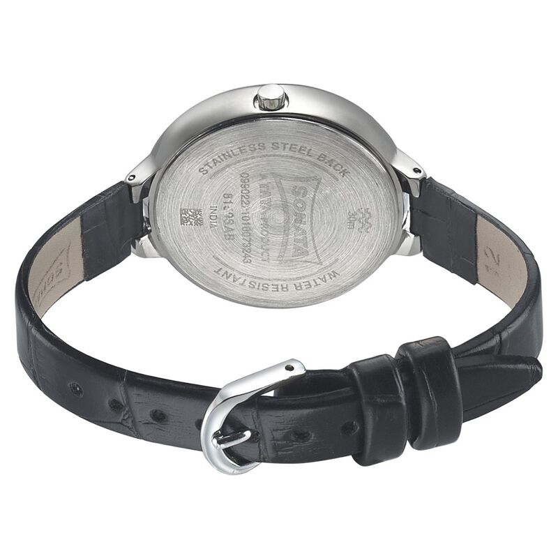 Sonata Quartz Analog Black Dial Leather Strap Watch for Women - image number 3