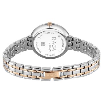Titan Raga Spotlight Quartz Analog Pink Dial Two Toned Metal Strap Watch For Women