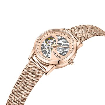 Kenneth Cole Automatic Rose Gold Round Dial Rose Gold Stainless Steel Strap Watch For Women