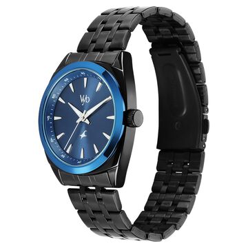 Fastrack Vyb Arcane Quartz Analog Blue Dial Black Color Metal Strap Watch For Guys