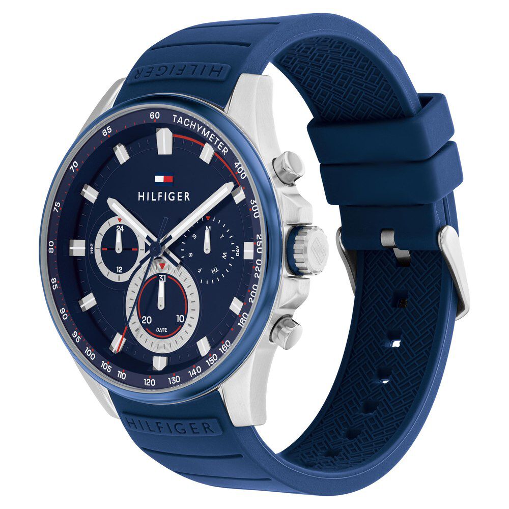 Buy Online Tommy Hilfiger Blue Dial Silicone Strap Watch for Men