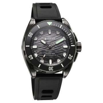 Titan Zero Hour Diver's 300m Automatic Analog with Black Dial Black Stainless Steel & Black FKM Strap Watch for Men