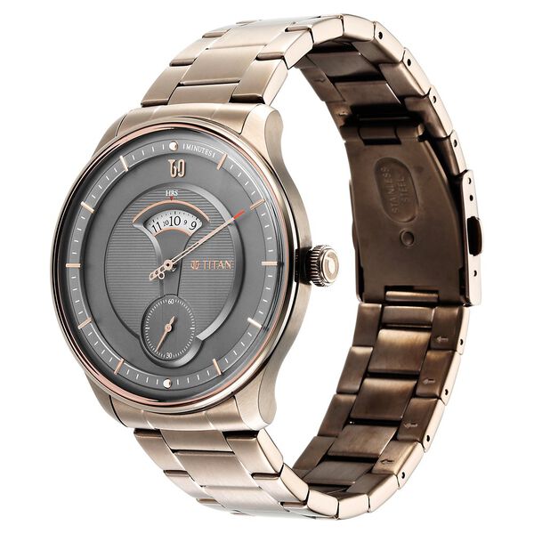 Titan Quartet Brown Dial Analog Stainless Steel Strap watch for Men - image number 2