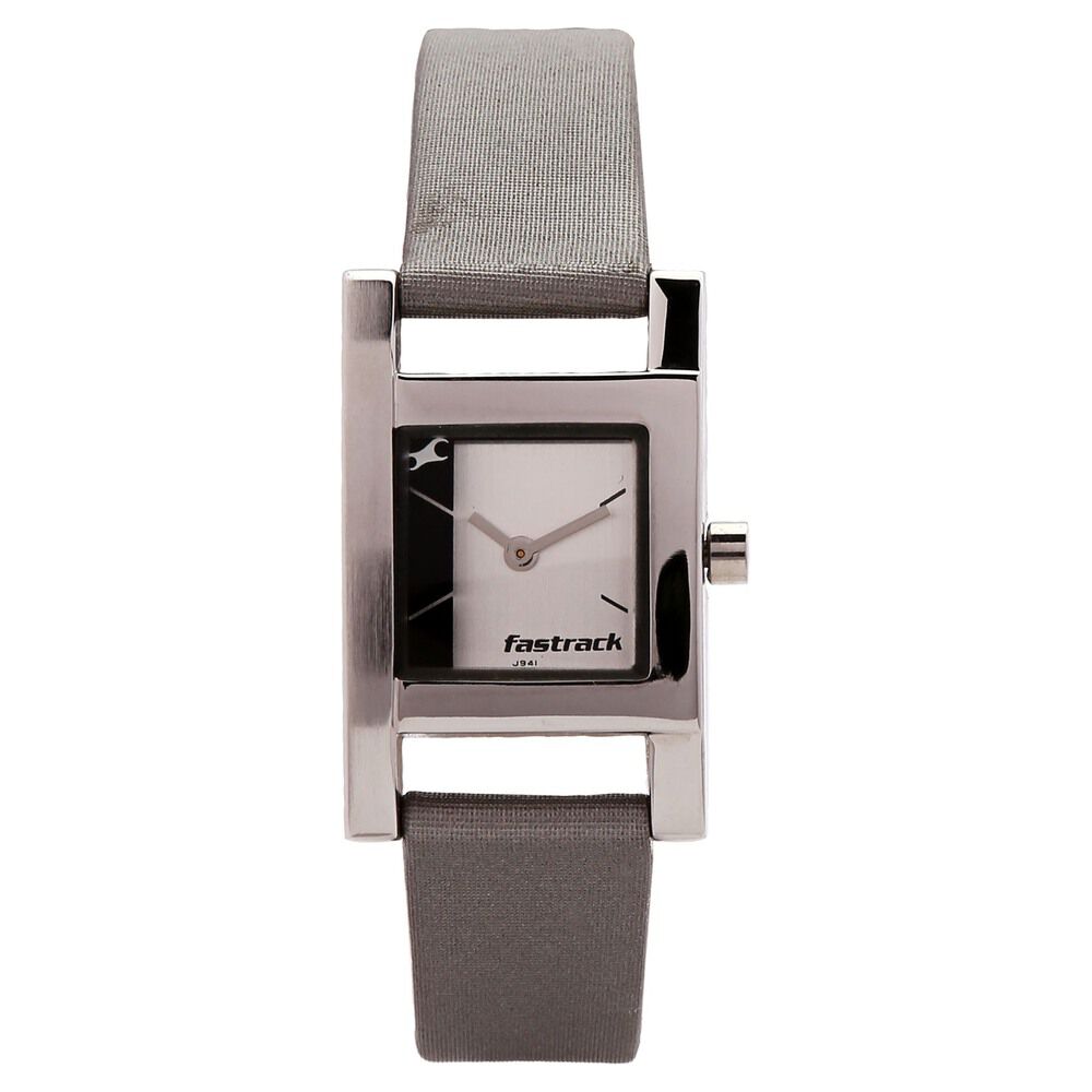Buy Online Fastrack Quartz Analog Silver Dial Leather Strap Watch