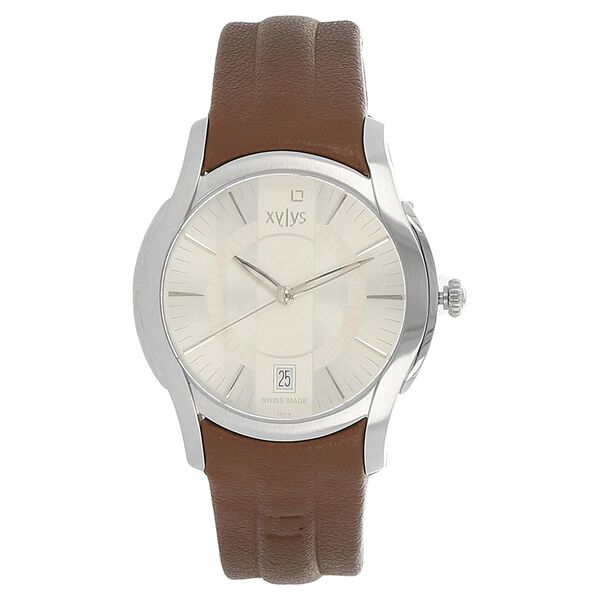 Xylys Swiss Analog with Date Brown Leather Strap and Silver Dial Watch For Men - image number 0