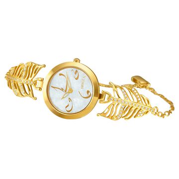 Titan Nebula Calligraphy Analog 18 Karat Solid Gold Watch for Women