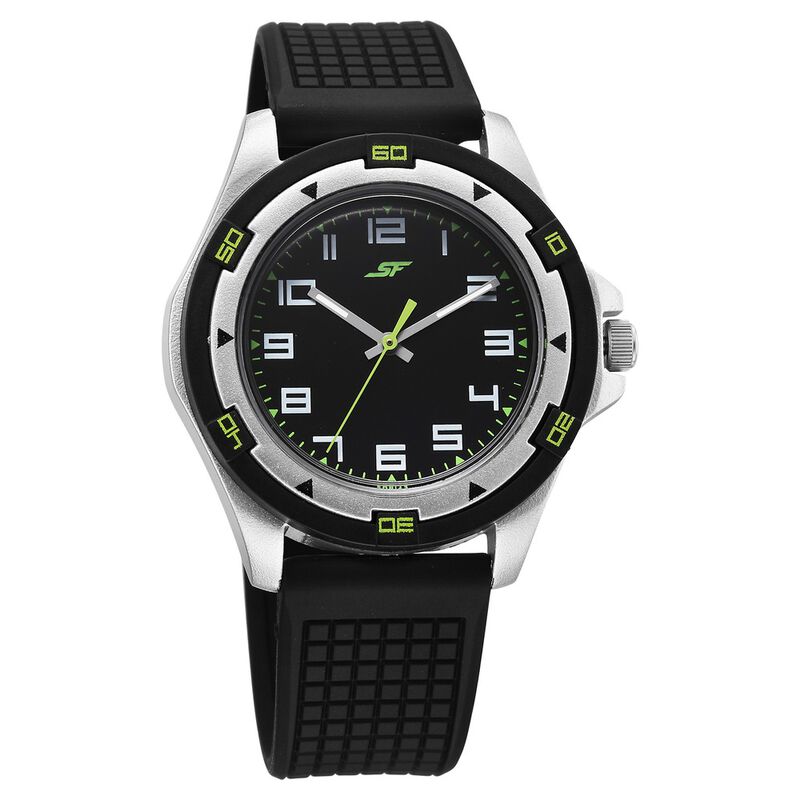 SF Sporty Analogs Quartz Analog Black Dial Black Plastic Strap Watch For Men