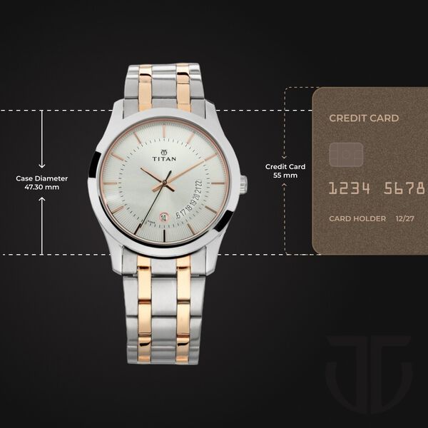 Titan Quartz Analog with Date Silver Dial Stainless Steel Strap Watch for Men - image number 2