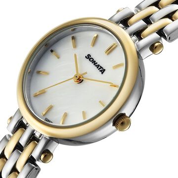 Sonata Eternia Quartz Analog White Dial Metal Strap Watch For Women