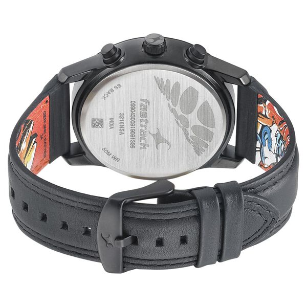 Fastrack Go Skate Quartz Multifunction Black Dial Leather Strap Watch for Guys - image number 4
