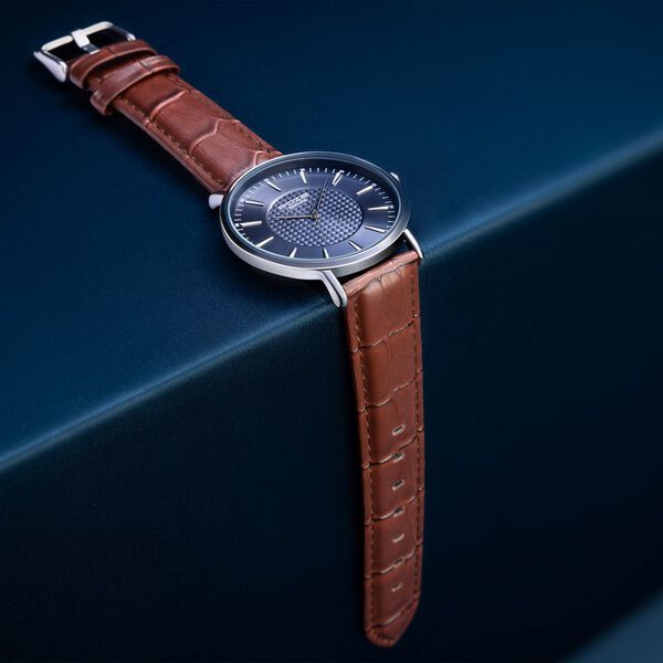 Sonata Poze Quartz Analog Blue Dial Leather Strap Watch for Men - image number 0