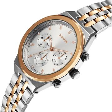 Sonata Eternia Quartz Multifunction Silver Dial Metal Strap Watch For Men