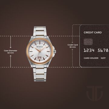 Titan Classique Big Date Analog with Silver Dial Dual Tone Stainless Steel Strap Watch for Men