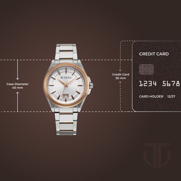 Titan Classique Big Date Analog with Silver Dial Dual Tone Stainless Steel Strap Watch for Men - image number 3