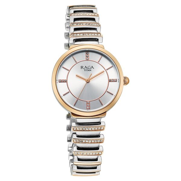 Titan Raga Spotlight Quartz Analog Silver Dial Two Toned Metal Strap Watch For Women - image number 1