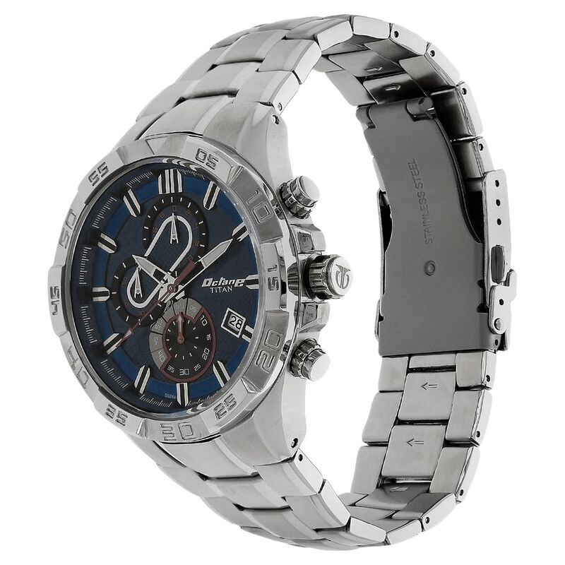 Titan Quartz Chronograph Blue Dial Stainless Steel Strap Watch for Men - image number 1