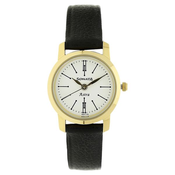Sonata Quartz Analog White Dial Leather Strap Watch for Women - image number 0
