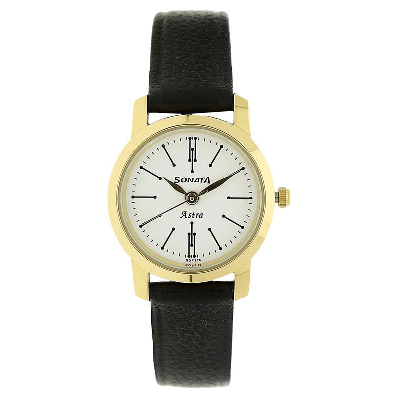 Sonata Quartz Analog White Dial Leather Strap Watch for Women