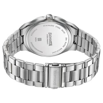 Sonata Jashn Quartz Analog Grey Dial Silver Metal Strap Watch For Men