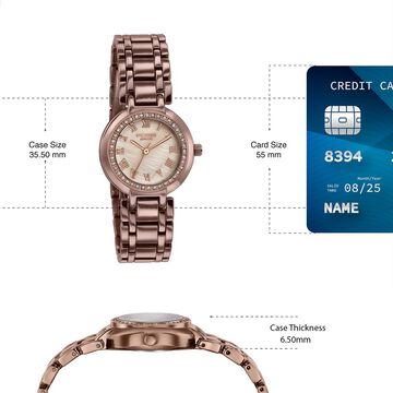 Poze By Sonata Quartz Analog Beige Dial Brown Metal Strap Watch For Women