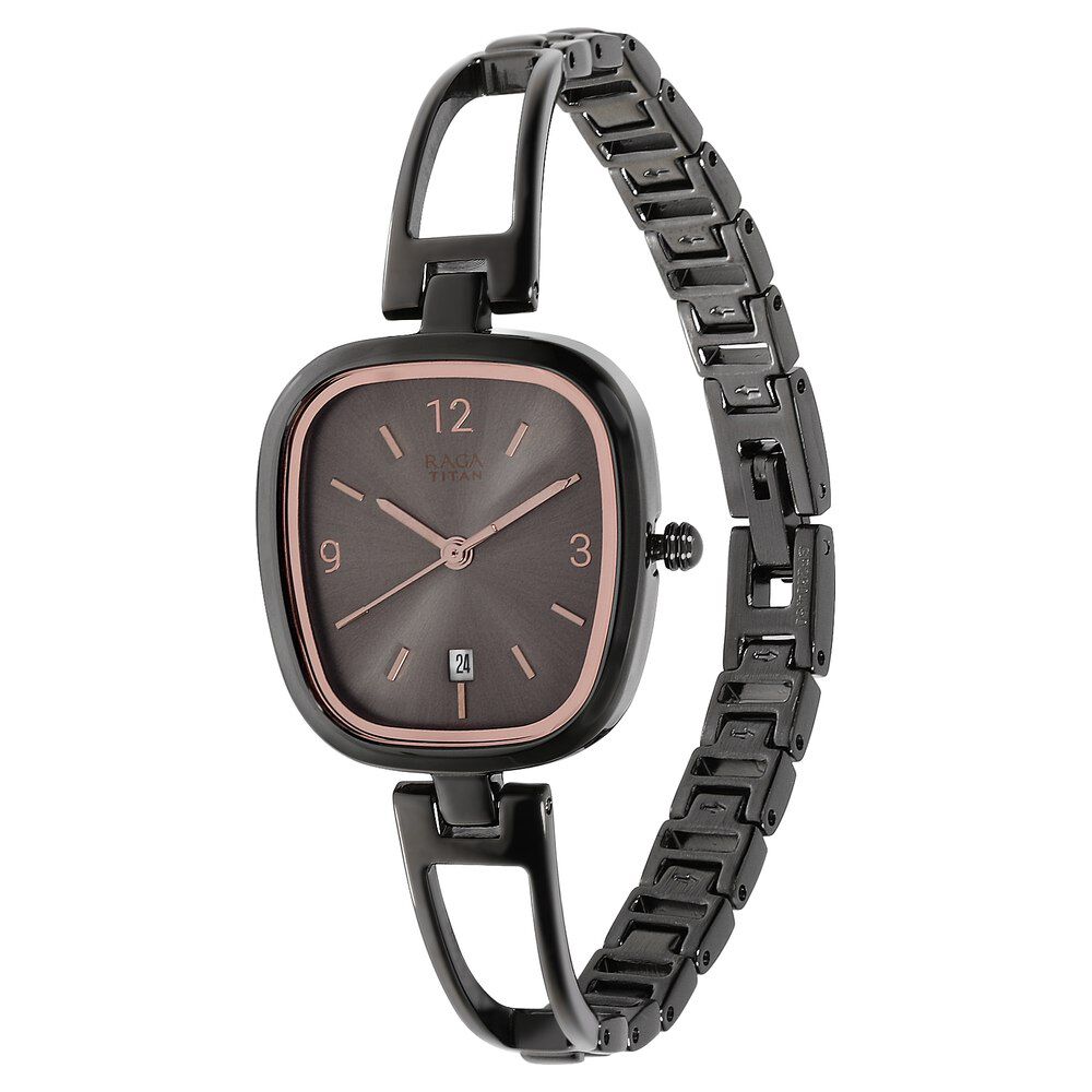 Buy Online Titan Raga Viva Grey Dial Analog with Date Metal Strap watch for Women nr2604qm01 Titan