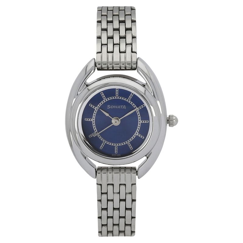 Sonata Professional Blue Dial Women Watch With Stainless Steel Strap