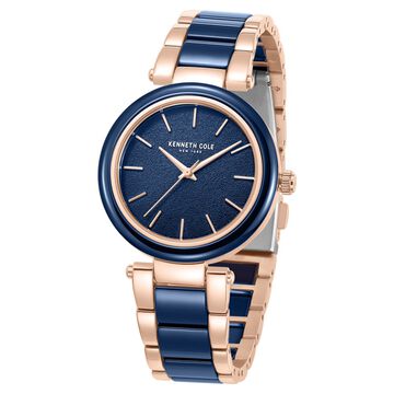 Kenneth Cole Quartz Analog Blue Dial Blue Stainless Steel & Ceramic Strap Watch For Women