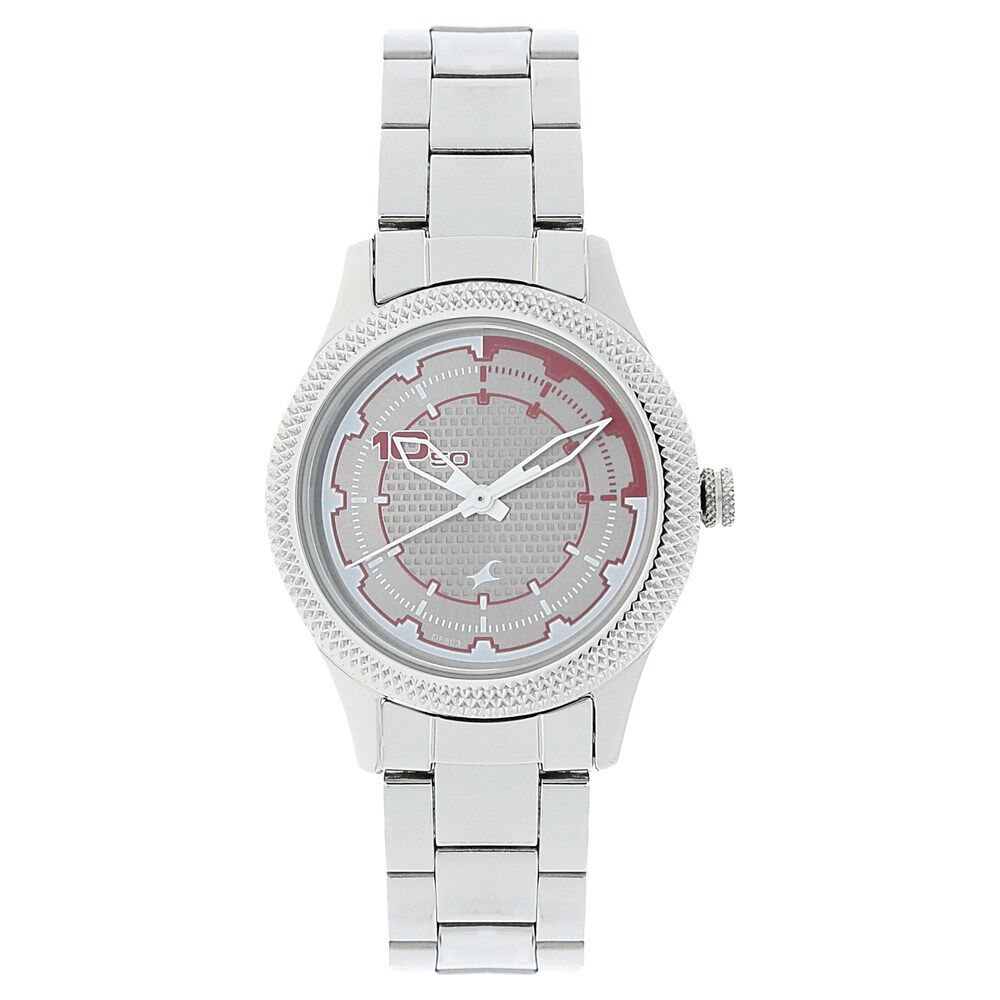Buy Online Fastrack Quartz Analog Grey Dial Stainless Steel Strap