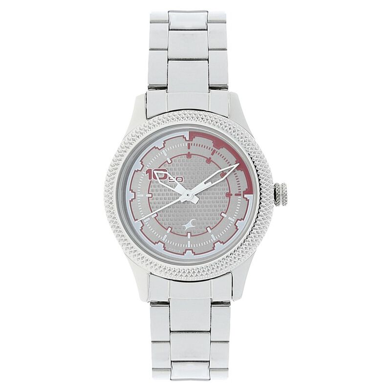 Fastrack Quartz Analog Grey Dial Stainless Steel Strap Watch for Girls