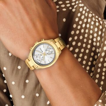 Titan Black and Gold Silver Dial Quartz Multifunction Stainless Steel Strap watch for Men