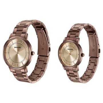 Sonata Soulmates Champagne Dial Couple Watch