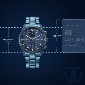 Titan Neo Splash Multifunction Blue Dial Blue Stainless Steel Strap Watch For Men