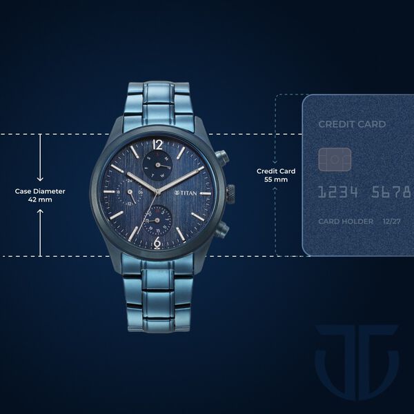 Titan Neo Splash Multifunction Blue Dial Blue Stainless Steel Strap Watch For Men - image number 2