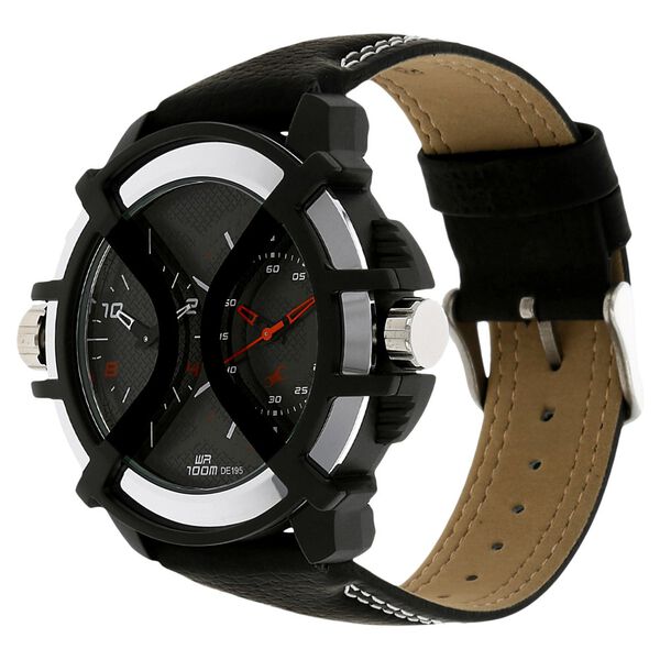 Fastrack Quartz Chronograph Black Dial Leather Strap Watch for Guys - image number 1