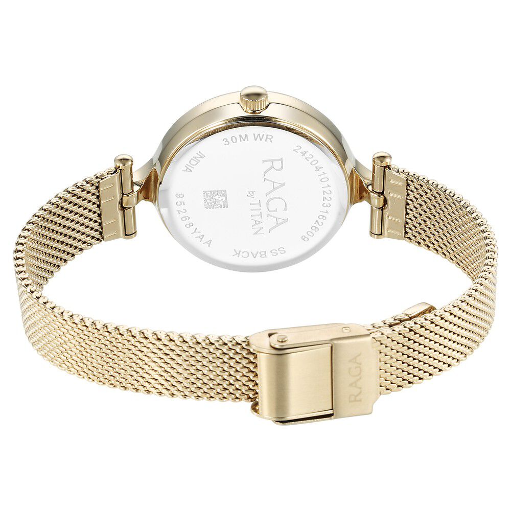 Buy Online Titan Raga Showstopper Quartz Analog Silver Dial Metal Strap Watch for Women 95268ym01 p Titan