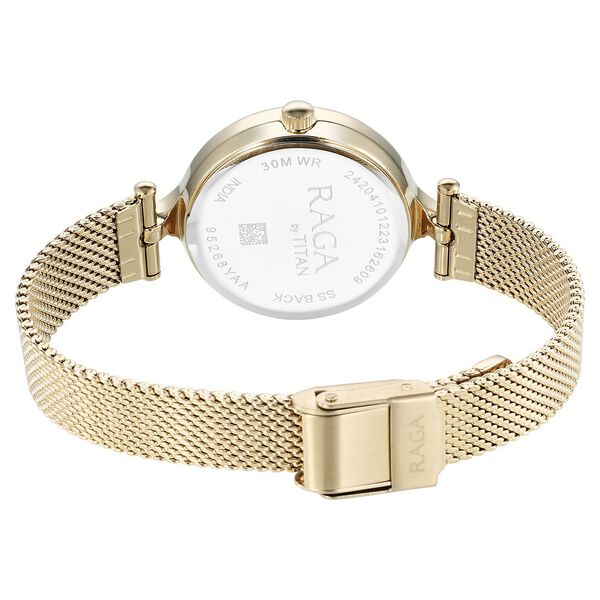 Titan Raga Showstopper Quartz Analog Silver Dial Golden Metal Strap Watch For Women - image number 4