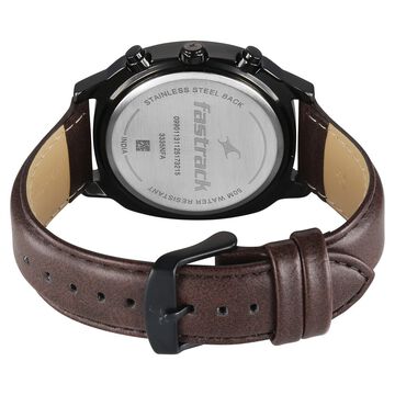 Fastrack Kronos Guys Chronograph Watch With Date Black Dial & Brown Leather Strap