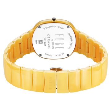Titan Squircle Camo Quartz Analog Yellow Dial Ceramic Strap Watch For Unisex