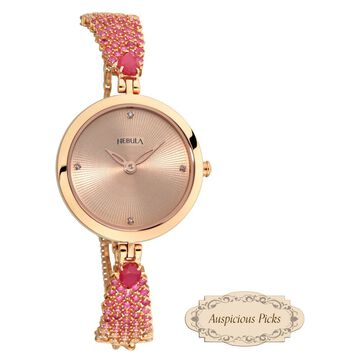 Titan Nebula Ashvi 18k Solid Pink Gold Analog with Diamond and Rubies Bracelet Watch for Women