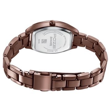 Poze By Sonata Quartz Analog Green Dial Brown Metal Strap Watch For Women
