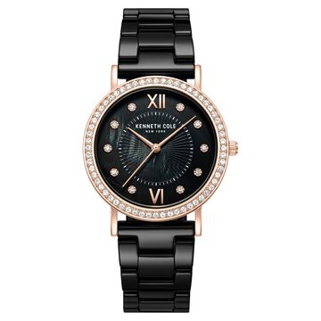 Kenneth Cole Quartz Analog Black Dial Black Ceramic Strap Watch For Women