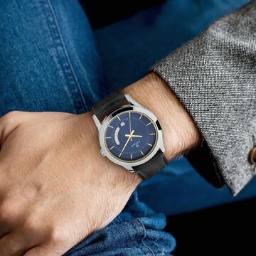 Titan Blue Dial Analog with Date Leather Strap watch for Men