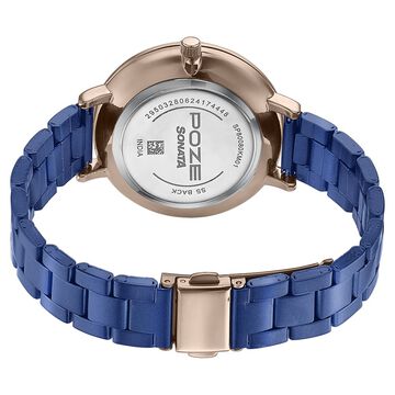 Sonata Poze Quartz Analog Blue Dial Stainless Steel Strap Watch For Women