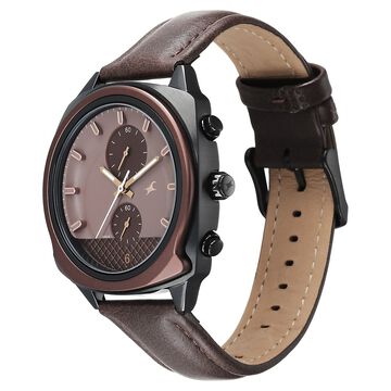 Fastrack Gelato Black chronograph watch with Chocolate dial for Guys