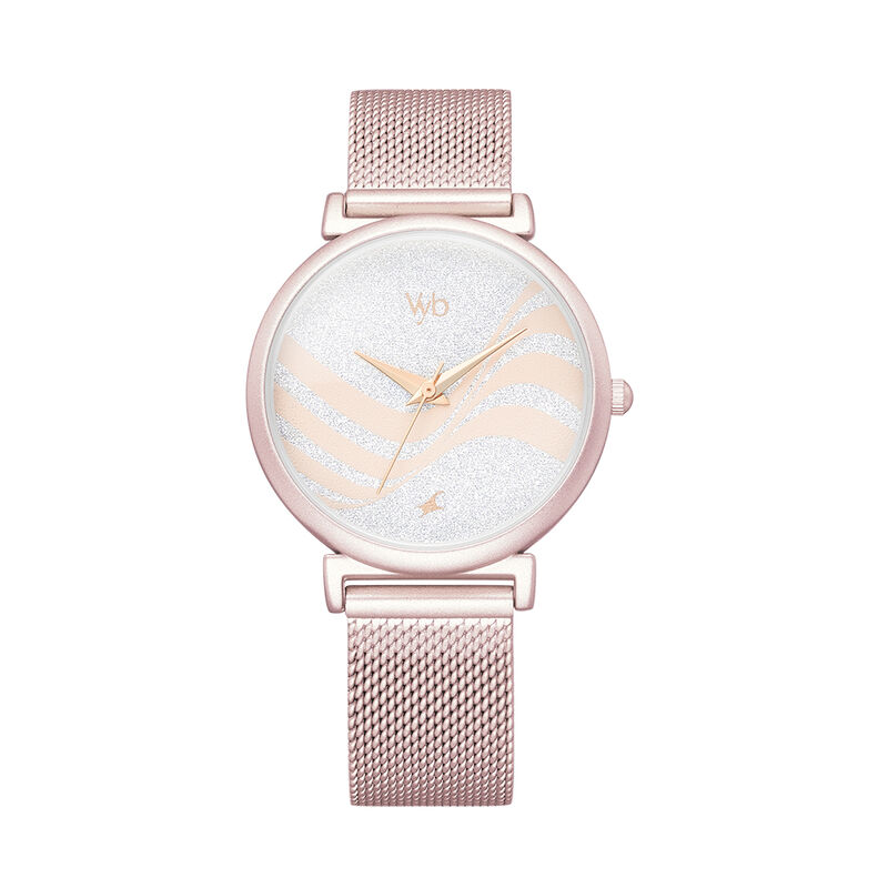 Fastrack Vyb Seeker Quartz Analog Silver Dial Stainless Steel Strap Watch for Girls