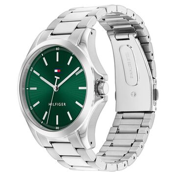 Tommy Hilfiger Quartz Analog Green Dial Silver Stainless Steel Strap Watch For Men