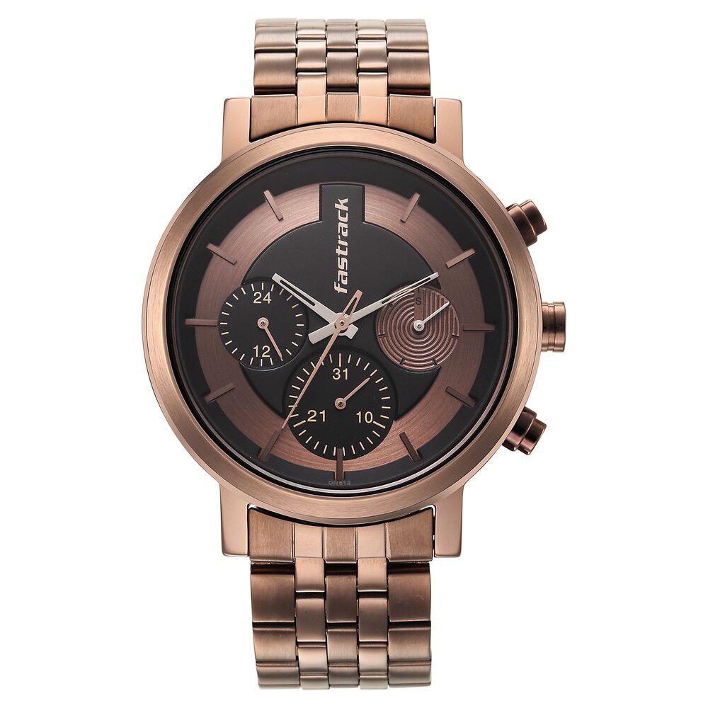 Buy Online Fastrack Tick Tock Brown Dial Watch for Guys ns3287qm03 Titan