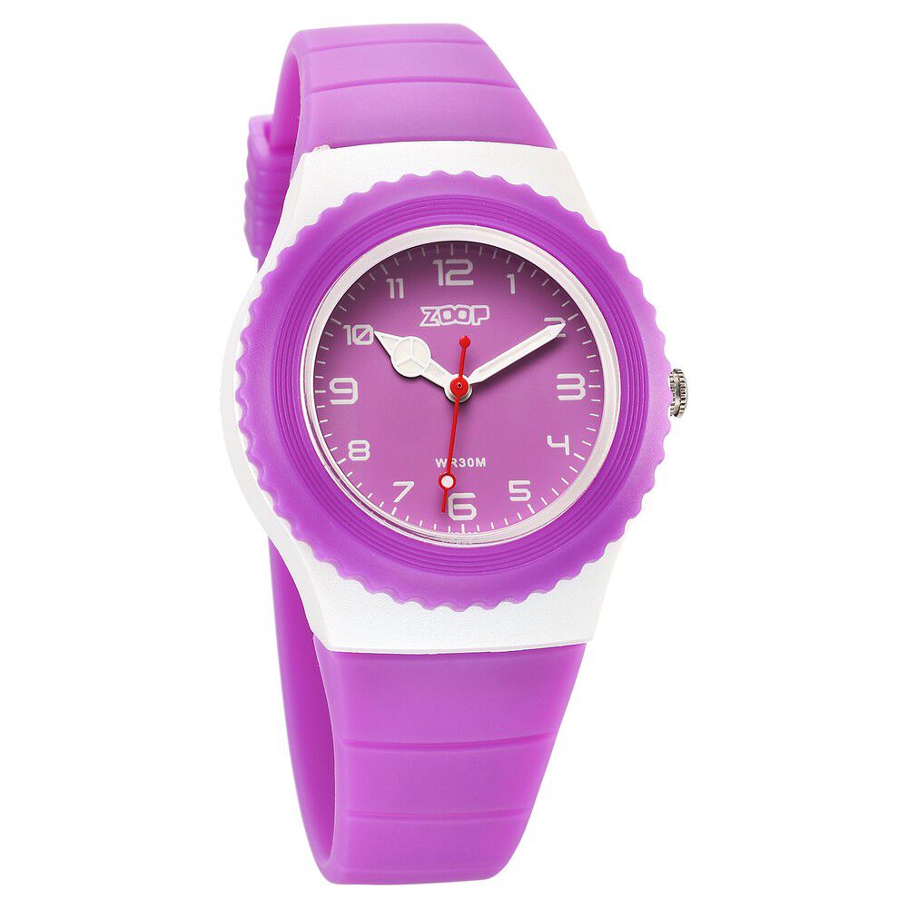 Buy Online Zoop Analog Watch with Purple Dial & Purple Strap for