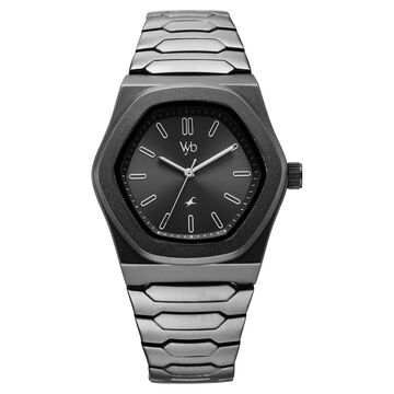 Vyb Limitless By Fastrack Quartz Analog Grey Dial Grey Metal Strap Watch For Guys