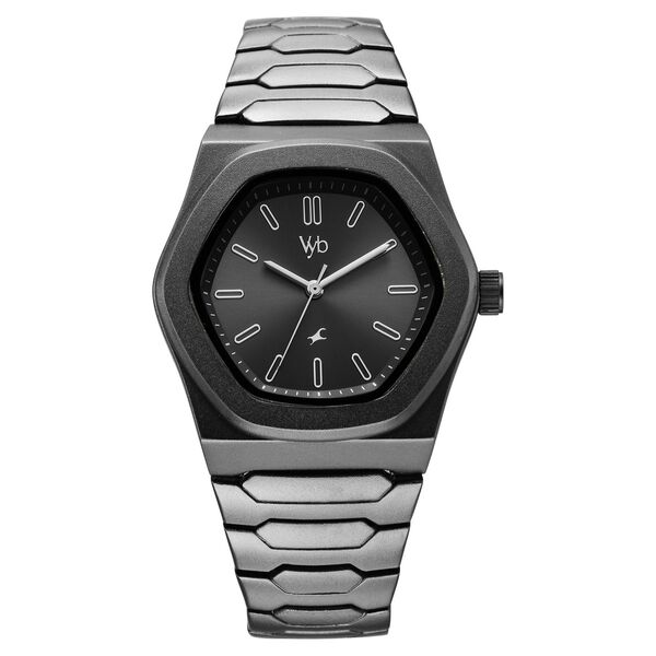Vyb Limitless By Fastrack Quartz Analog Grey Dial Grey Metal Strap Watch For Guys - image number 0